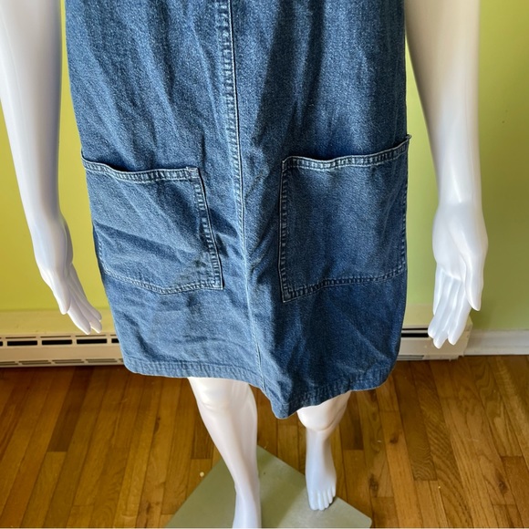 VINTAGE 90s MARSH LANDING DENIM JEAN EMBROIDERED STAR OVERALL DRESS SIZE SMALL - Picture 7 of 7